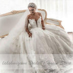 NumberSea - NumberSea Ball Gown Wedding Dress Women Off Shoulder Long Train