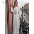 NumberSea - NumberSea Beach Wedding Dresses Full Sleeve Boho Bridal Gowns Chiffon