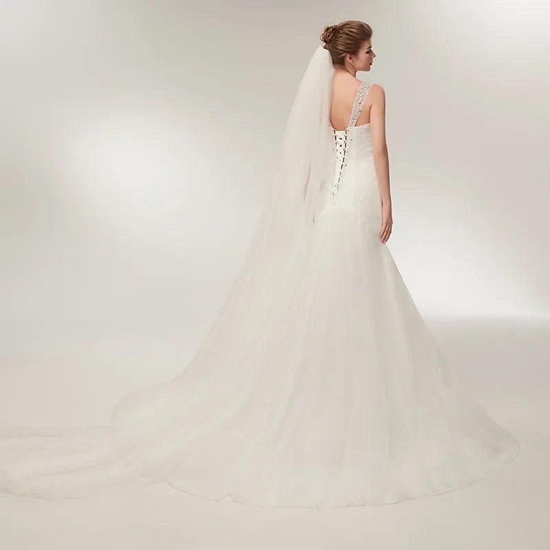 NumberSea - NumberSea Beach Wedding Dresses Vestido Noiva Simple White Tulle V - neck Bridal Gown robe de mariage vestido de noiva sereia