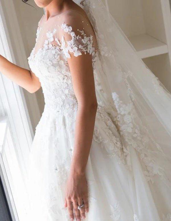 NumberSea-NumberSea Beautiful White Lace A-line Illusion Neck Wedding Dresses, Bridal Gown, MW563 NumberSea-NumberSea Beautiful White Lace A-line Illusion Neck Wedding Dresses, Bridal Gown, MW563