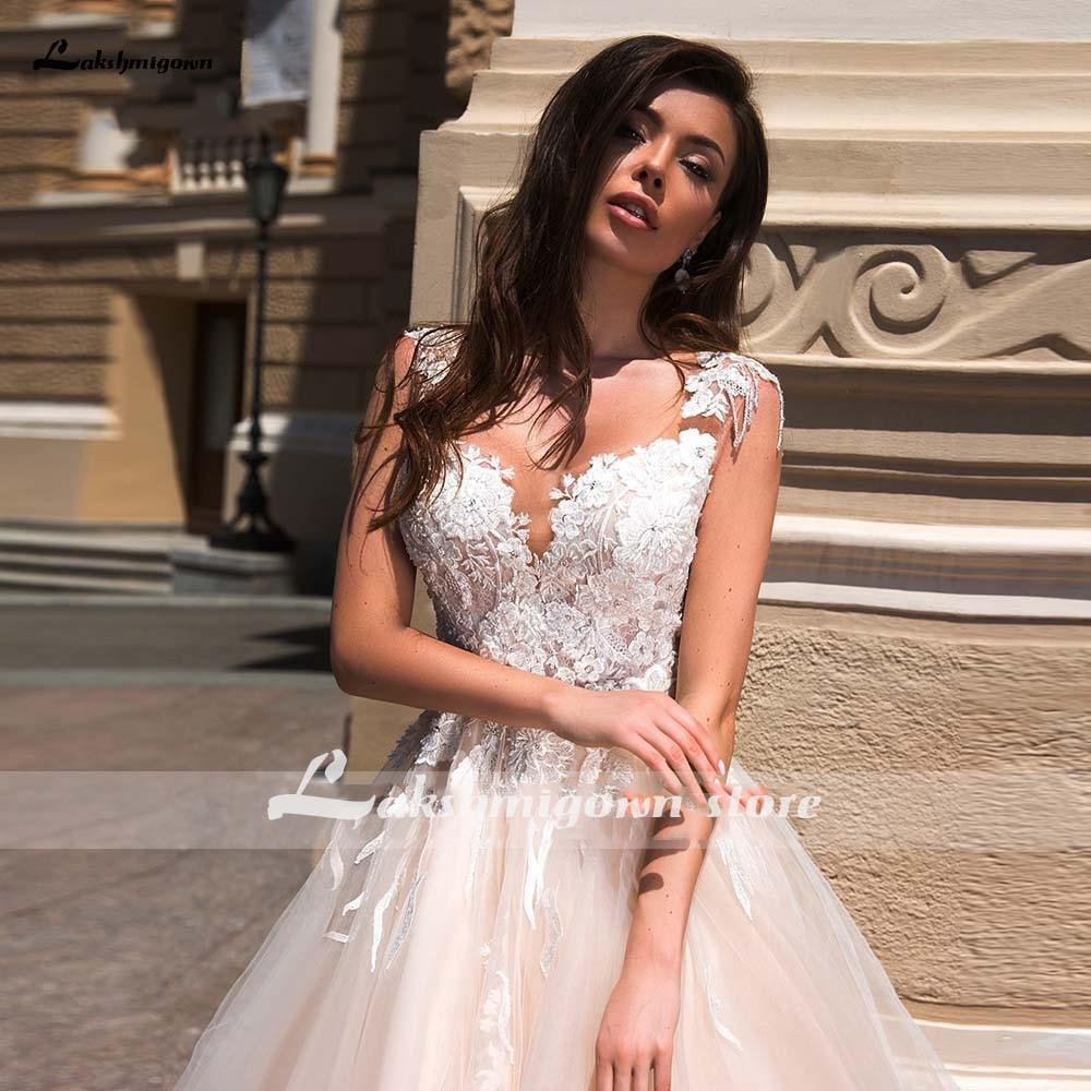 NumberSea-NumberSea Blush Pink Princess Wedding Dress Elegant Applique