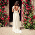 NumberSea - NumberSea Cap Sleeve Low Back Beaded Beach Wedding Dress robe mariage femme Vestido Noiva Simple White V - neck Bridal Gowns