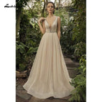 NumberSea - NumberSea Champagne Shiny Sparkling A line Wedding Dresses