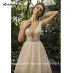 NumberSea - NumberSea Champagne Shiny Sparkling A line Wedding Dresses