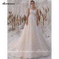 NumberSea - NumberSea Champagne Wedding Dresses Shiny Tulle