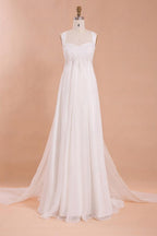 NumberSea - NumberSea Charming Chiffon Beach Wedding Dress, Halter Floor - Length Wedding Dresses, MW120
