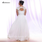 NumberSea - NumberSea Cheap Sexy Plus Size Wedding Dresses Cap Sleeve V - neck Applique Chiffon Wedding Gowns Vestido De Novia