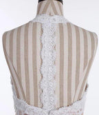 NumberSea - NumberSea Chiffon A - Line Halter Sleeveless Long Beach Wedding Dress with Lace,MW336
