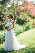 NumberSea - NumberSea Chiffon A - line Sweetheart Beach Wedding Dresses With Lace Appliques, MW786