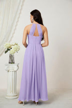 Numbersea Chiffon Halter Bridesmaid Dresses Long A-Line Formal Evening Dress 2805-numbersea