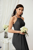 Numbersea Chiffon Halter Bridesmaid Dresses Long A-Line Formal Evening Dress 2805-numbersea