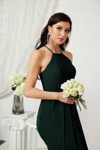 Numbersea Chiffon Halter Bridesmaid Dresses Long A-Line Formal Evening Dress 2805-numbersea