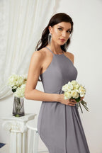 Numbersea Chiffon Halter Bridesmaid Dresses Long A-Line Formal Evening Dress 2805-numbersea