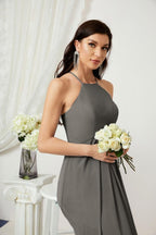 Numbersea Chiffon Halter Bridesmaid Dresses Long A-Line Formal Evening Dress 2805-numbersea