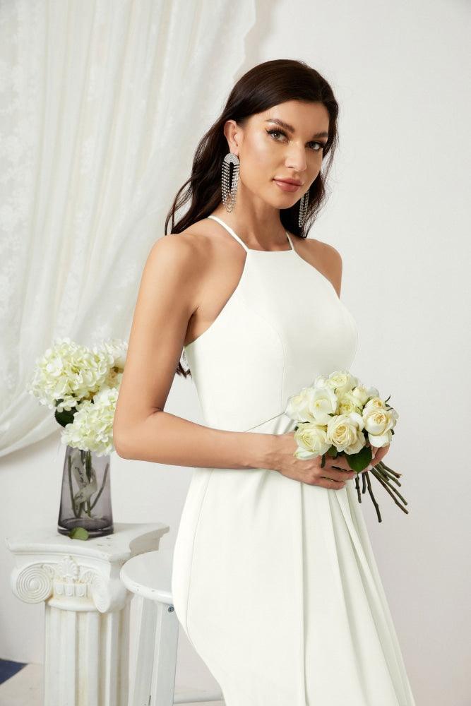 Numbersea Chiffon Halter Bridesmaid Dresses Long A-Line Formal Evening Dress 2805-numbersea