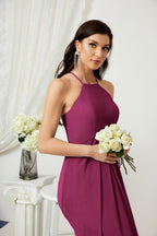Numbersea Chiffon Halter Bridesmaid Dresses Long A-Line Formal Evening Dress 2805-numbersea