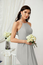 Numbersea Chiffon Halter Bridesmaid Dresses Long A-Line Formal Evening Dress 2805-numbersea