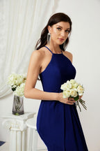 Numbersea Chiffon Halter Bridesmaid Dresses Long A-Line Formal Evening Dress 2805-numbersea