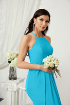Numbersea Chiffon Halter Bridesmaid Dresses Long A-Line Formal Evening Dress 2805-numbersea