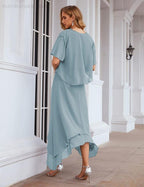 NumberSea - Numbersea Chiffon Plus Size Mother of Bride Dresses with Jacket Formal Dresses for Wedding SEA28073
