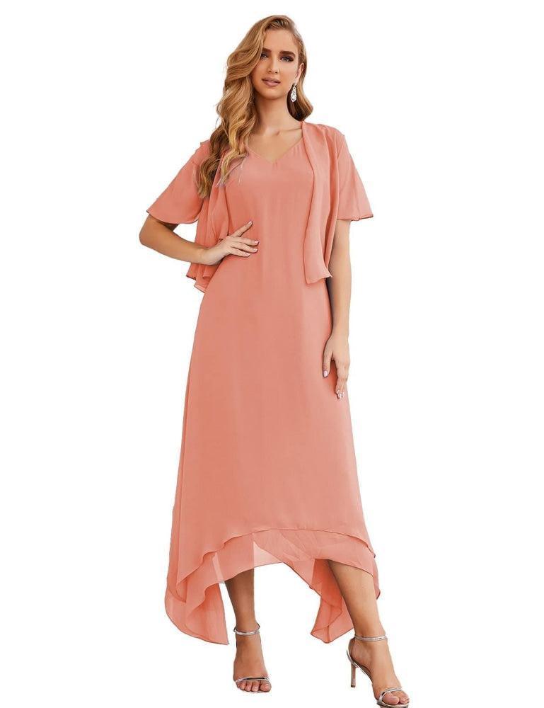 jacket plus size formal dress Floral Lace Dress with Sheer Chiffon Jacket & Pearl Neckline