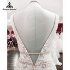 NumberSea - NumberSea Deep V Neck Blush Pink Lace Appliques Boho Mermaid/Trumpet Wedding Dress for Women 2025 Luxury Vestido Civil robe mariée sirene