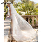 NumberSea - NumberSea Deep V Neck Lace Beading Pleats Blush Pink Wedding Dresses