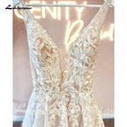 NumberSea - NumberSea Deep V Neck Lace Floral Sleeveless Boho Wedding Dress Beach Open Back 2025 Vestido de Noiva Bridal Gowns for Women