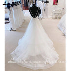 NumberSea - NumberSea Ivory Wedding Dresses For Women V - Neck Tiered Tulle A - Line Long Wedding Gowns Luxury Sexy Bride Dress vestidos