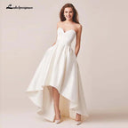 NumberSea - NumberSea Lakshmigown Ivory Stain High/Low Wedding Dresses with Jacket Floor - Lenth Bridal Gown Party Dresses Vestido De Noiva