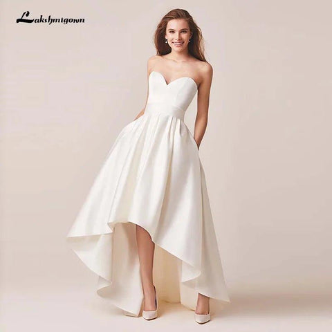 NumberSea - NumberSea Lakshmigown Ivory Stain High/Low Wedding Dresses with Jacket Floor - Lenth Bridal Gown Party Dresses Vestido De Noiva