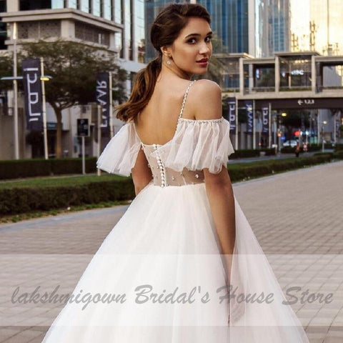 NumberSea-NumberSea Luxury Crystal Beads Boho Wedding Dress Ivory / 16W NumberSea-NumberSea Luxury Crystal Beads Boho Wedding Dress Ivory / 16W