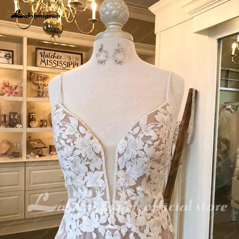 NumberSea - NumberSea Luxury Mermaid/Trumpet Lace Wedding Dress for Women 2025 Wedding Gowns Spaghetti Straps vestido de boda corte sirena