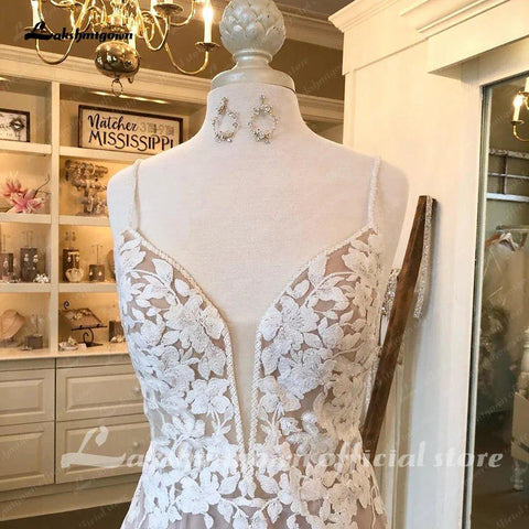 NumberSea - NumberSea Luxury Mermaid/Trumpet Lace Wedding Dress for Women 2025 Wedding Gowns Spaghetti Straps vestido de boda corte sirena