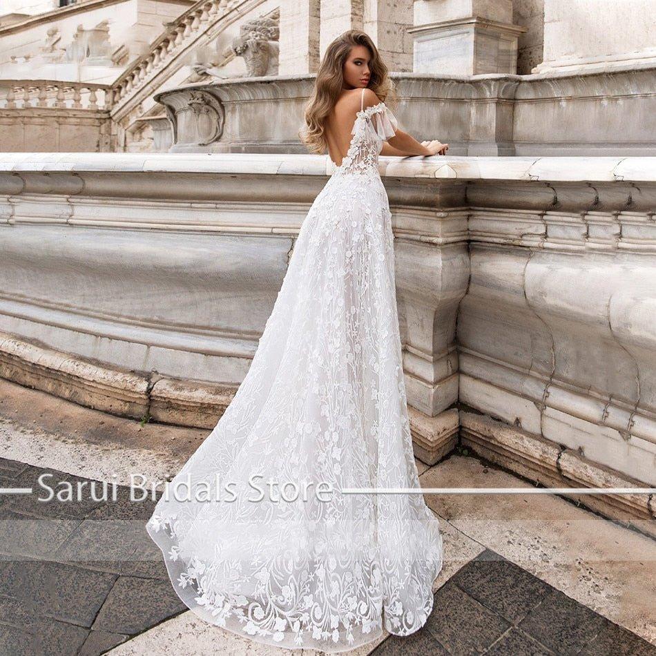 NumberSea-NumberSea New Wedding Dresses 2021 A-line Sweetheart Bridal Gown Lace Appliques Ball Gown Short Sleeve Backless Vestidos de Noivas White / NumberSea-NumberSea New Wedding Dresses 2021 A-line Sweetheart Bridal Gown Lace Appliques Ball Gown Short Sleeve Backless Vestidos de Noivas White /