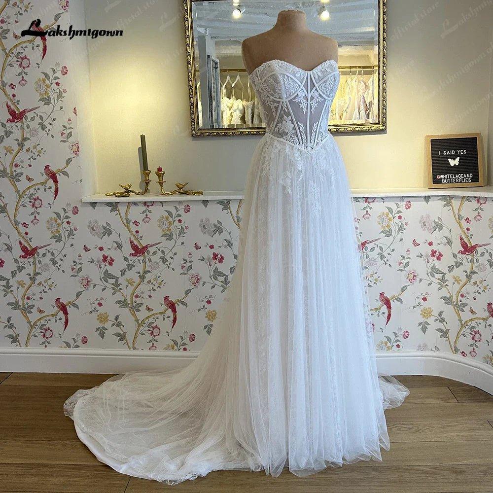 NumberSea - NumberSea NumberSea A Line Wedding Dresses For Women Sweetheart Elegant Wedding Gowns Lace Long Sexy Dresses robes de soirée mariage