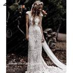 NumberSea - NumberSea NumberSea Boho Lace Behemian Mermaid Wedding Dress Robe Civil Country Bridal Gowns Sexy Backless Lace robe mariage femme