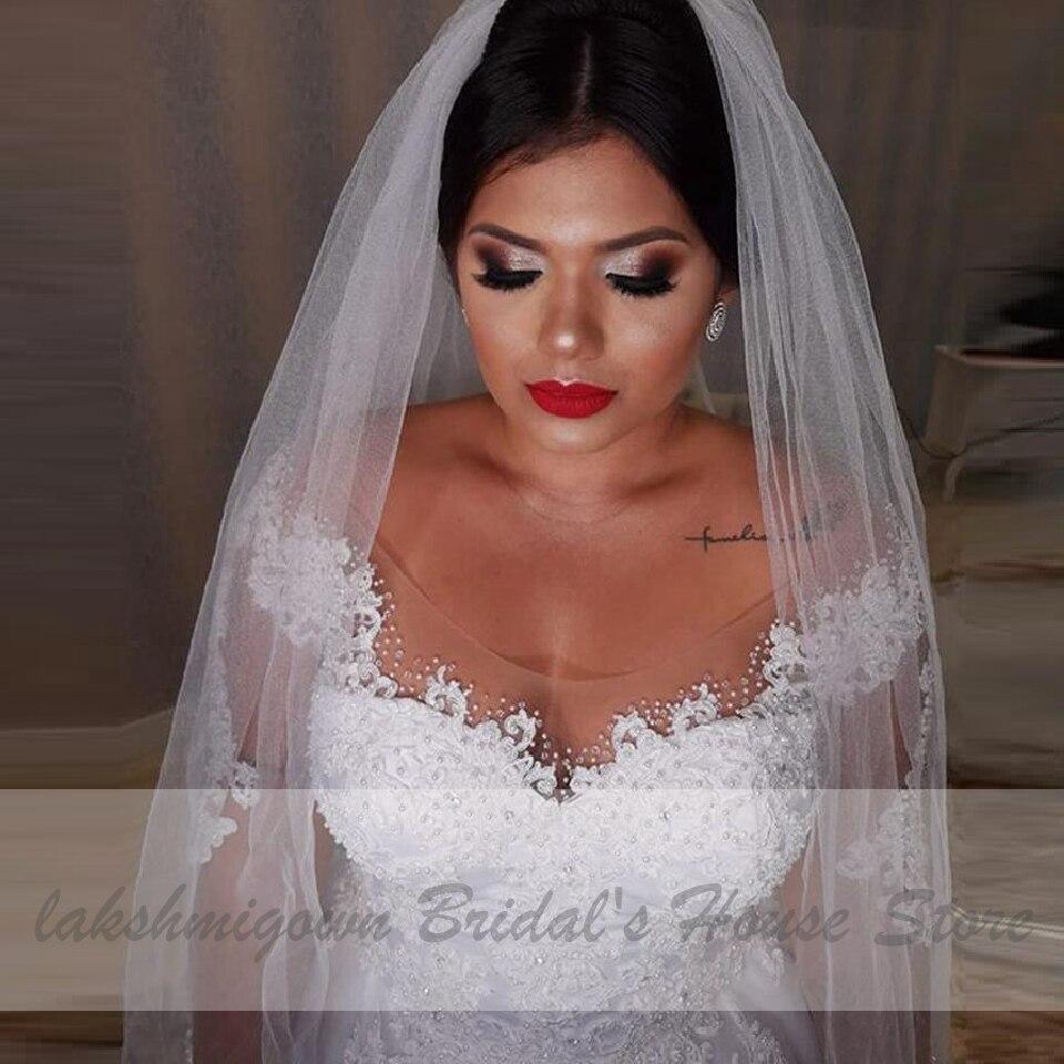 NumberSea - NumberSea NumberSea Dubai Plus Size Wedding Dresses Vintage Lace Appliques Long Sleeves