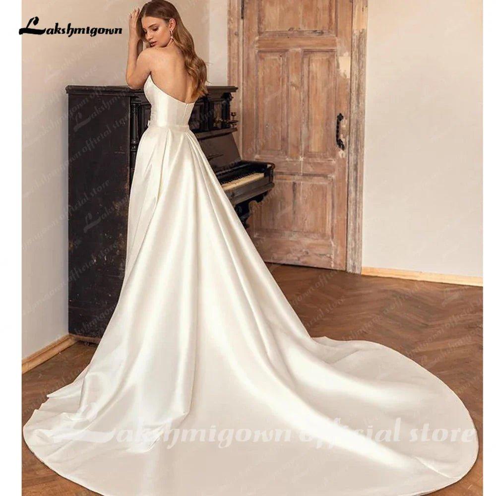 NumberSea - NumberSea NumberSea Ivory A Line Court Train Boho Wedding Dresses For Women 2025 Bridal Party Evening Gown Robe de mariee
