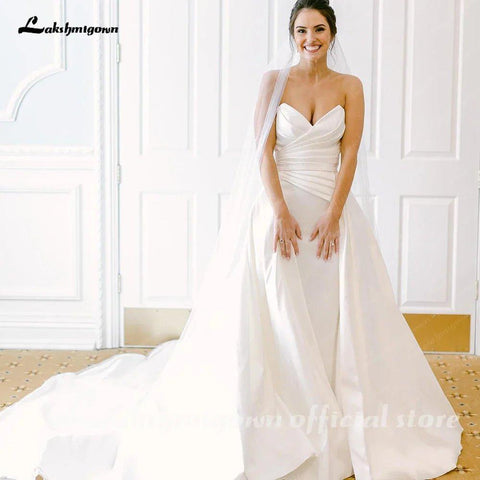NumberSea - NumberSea NumberSea Ivory A Line Court Train Boho Wedding Dresses For Women 2025 Bridal Party Evening Gown Robe de mariee