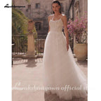 NumberSea - NumberSea NumberSea Soft Tulle Lace Boho Wedding Dress for Women 2024 Spaghetti Straps Backless Bridal Gown robe boheme femme