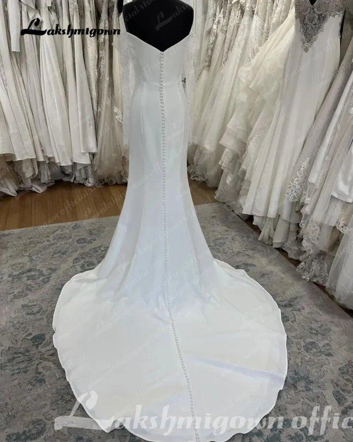 NumberSea - NumberSea Off the Shoulder Long Sleeves Crepe Wedding Gowns 2025 Robe Bohemen Boho Bridal Dress trouwjurk Robe de mariee