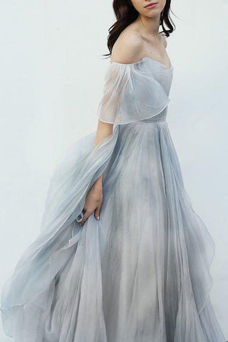 NumberSea - NumberSea Off the Shoulder Ombre Beach Wedding Dresses, MW284