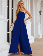 NumberSea - Numbersea One Shoulder Chiffon Bridesmaid Dresses Long Formal Homecoming Prom Gowns for Women Party Wedding Evening SEA28052