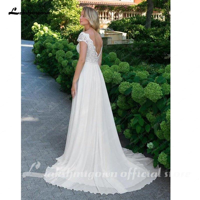 NumberSea - NumberSea Plus Size Wedding Dress 2021 Vintage Lace Appliques Wedding Gowns Vestido Boho Bridal Dresses Lakshmigown