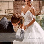 NumberSea - NumberSea Princess Bridal Gowns Corset Glitter Tulle Ball Gown Wedding Dresses