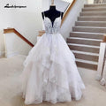 NumberSea - NumberSea Puffy Tulle Wedding Dress 2025 Vestidos Civil Boho Spaghetti Strap Long Bride Dress Elegant Party Gowns
