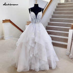 NumberSea - NumberSea Puffy Tulle Wedding Dress 2025 Vestidos Civil Boho Spaghetti Strap Long Bride Dress Elegant Party Gowns