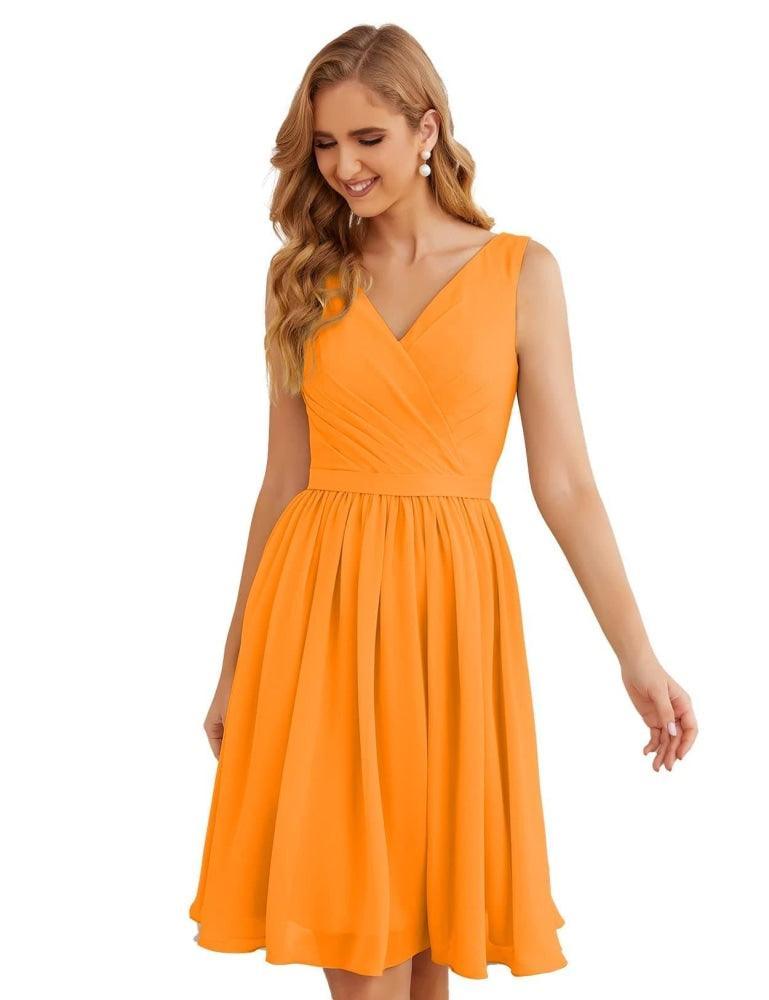 NumberSea-Numbersea V-Neck Bridesmaid Dresses Chiffon Short Knee Length Formal Prom Gowns for Women Party Homecoming SEA28062 Cream Yellow NumberSea-Numbersea V-Neck Bridesmaid Dresses Chiffon Short Knee Length Formal Prom Gowns for Women Party Homecoming SEA28062 Cream Yellow