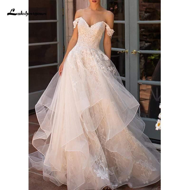 Vestido de novia NumberSea con hombros descubiertos, corte A y escote corazón